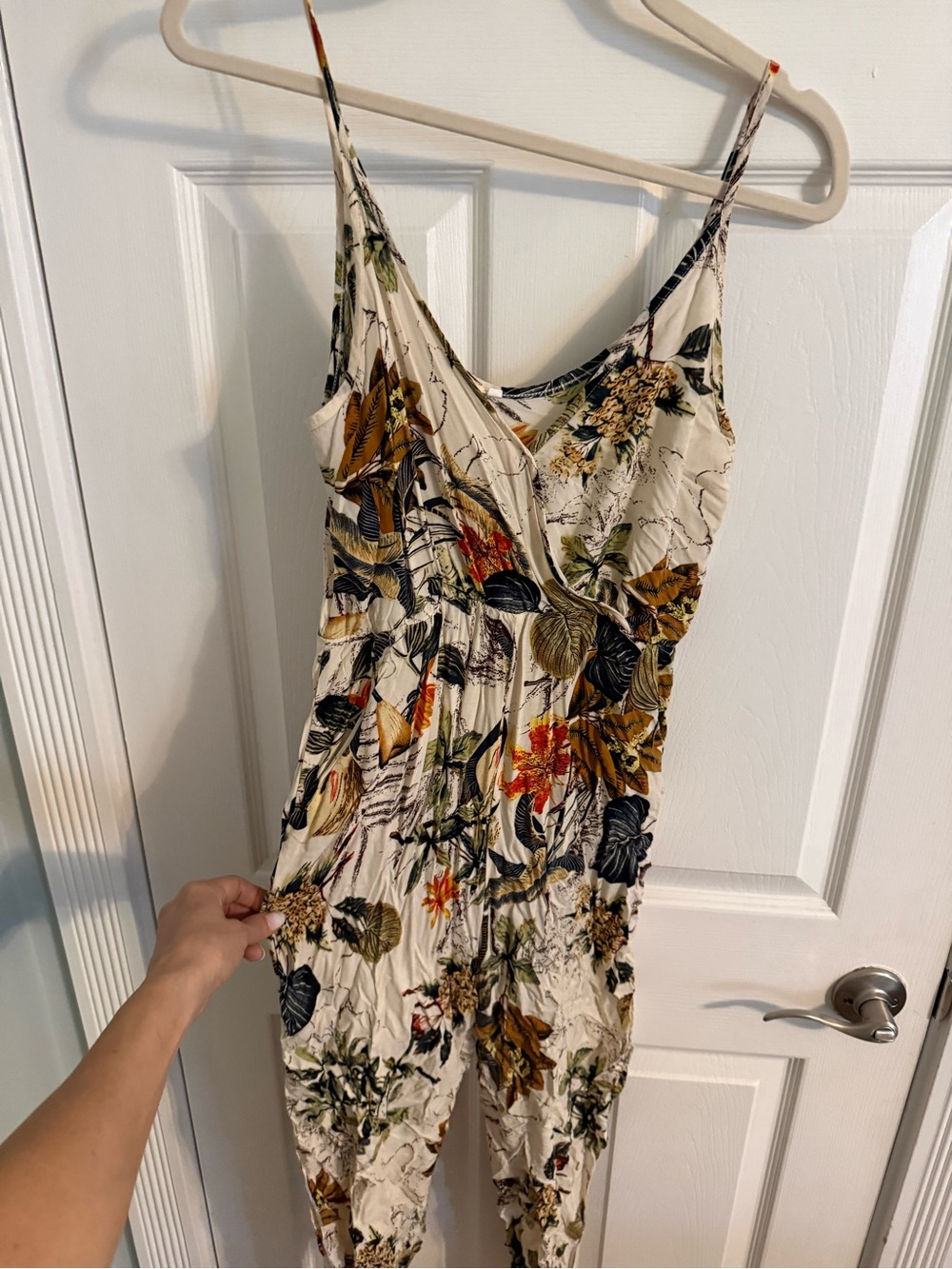 Cream Floral Sleeveless Jumpsuit